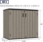 KINYING Outdoor Horizontal Storage Sheds,37 Cu.ft Outdoor Storage Cabinet Waterproof Resin Tool Storage Box Plastic Shed Organiser