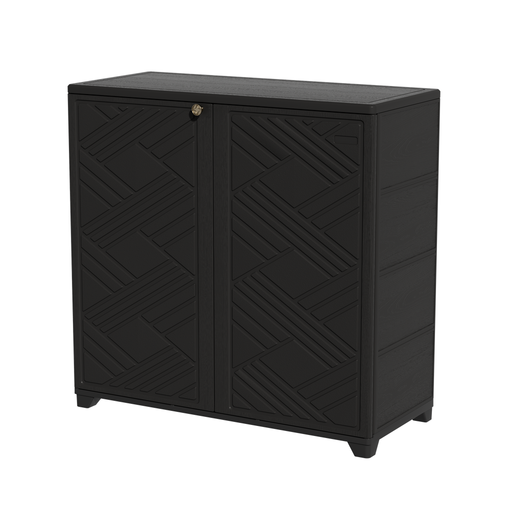 Diamond Cabinet with 2 Shelves, White 33.5×15.1×34.3 Inch - Waterproof UV-Resistant Outdoor Storage for Garden, Pool & Indoor - Organize Hoses, Cushions, Seasonal Decor