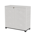 Diamond Cabinet with 2 Shelves, White 33.5×15.1×34.3 Inch - Waterproof UV-Resistant Outdoor Storage for Garden, Pool & Indoor - Organize Hoses, Cushions, Seasonal Decor