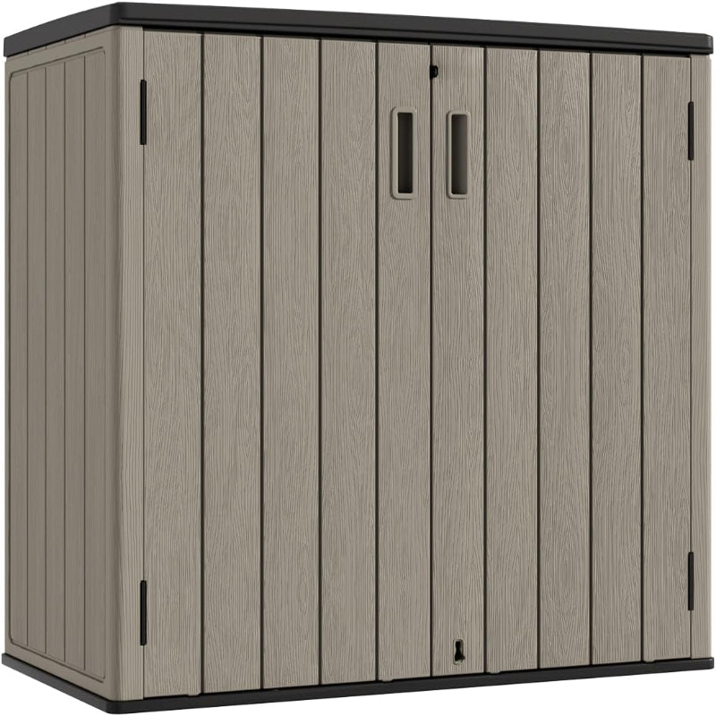 KINYING Outdoor Horizontal Storage Sheds,37 Cu.ft Outdoor Storage Cabinet Waterproof Resin Tool Storage Box Plastic Shed Organiser