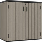 KINYING Outdoor Horizontal Storage Sheds,37 Cu.ft Outdoor Storage Cabinet Waterproof Resin Tool Storage Box Plastic Shed Organiser