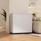 Diamond Cabinet with 2 Shelves, White 33.5×15.1×34.3 Inch - Waterproof UV-Resistant Outdoor Storage for Garden, Pool & Indoor - Organize Hoses, Cushions, Seasonal Decor
