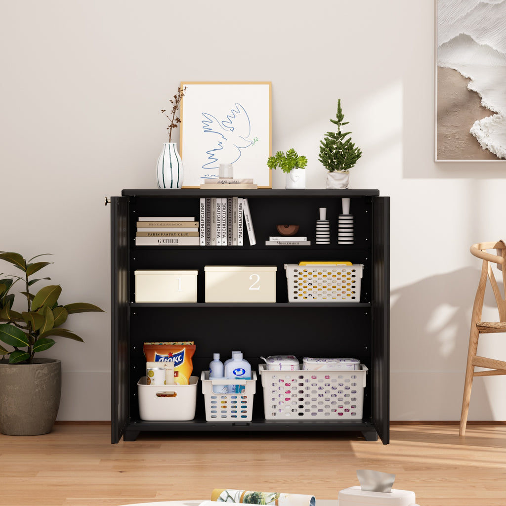 Diamond Cabinet with 2 Shelves, White 33.5×15.1×34.3 Inch - Waterproof UV-Resistant Outdoor Storage for Garden, Pool & Indoor - Organize Hoses, Cushions, Seasonal Decor