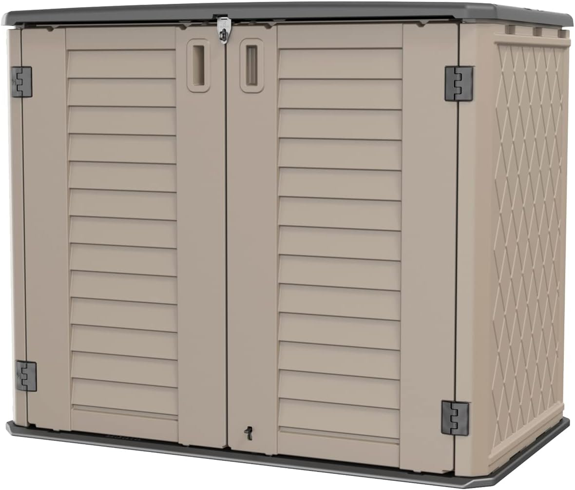 KINYING Outdoor Storage Shed - Horizontal Storage Box Waterproof for Garden, Patios, Backyards, Mult