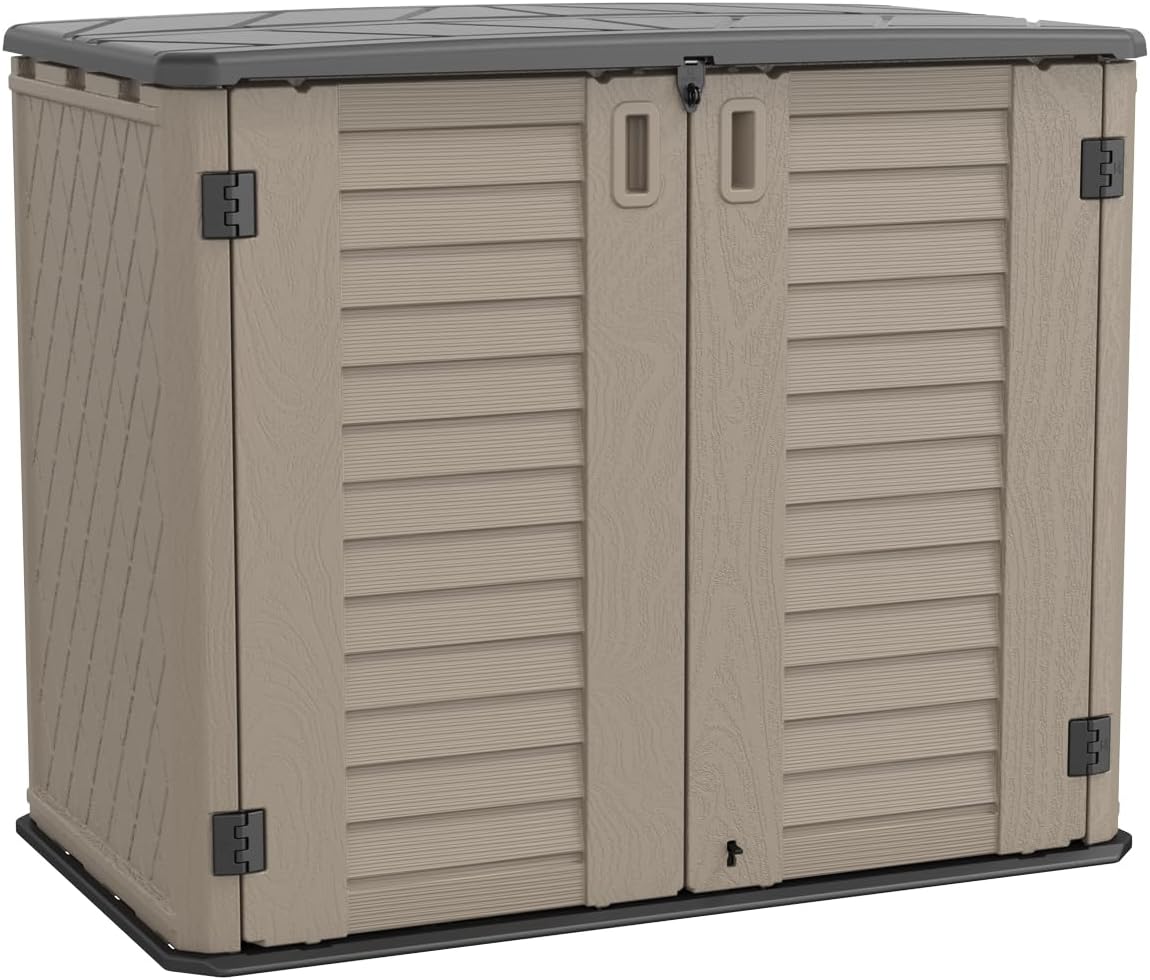 KINYING Outdoor Storage Shed - Horizontal Storage Cabinet Waterproof for Garden, Patio, Backyard, St