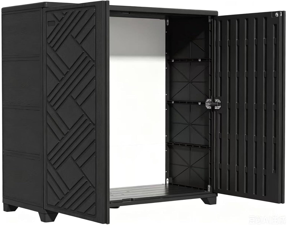 KINYING Outdoor Storage Cabinet Waterproof, 60 Gallon Resin Outdoor Storage Shed for Patio/Garden/Ba