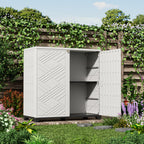 Diamond Cabinet with 2 Shelves, White 33.5×15.1×34.3 Inch - Waterproof UV-Resistant Outdoor Storage for Garden, Pool & Indoor - Organize Hoses, Cushions, Seasonal Decor