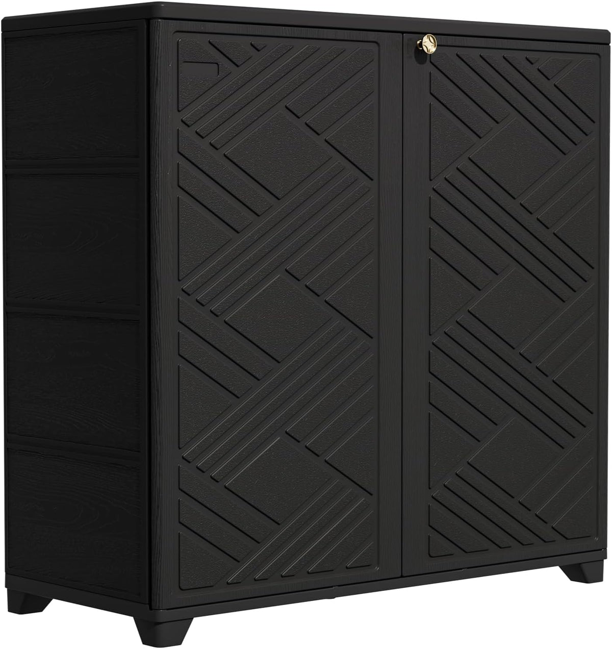 KINYING Outdoor Storage Cabinet Waterproof, 60 Gallon Resin Outdoor Storage Shed for Patio/Garden/Ba