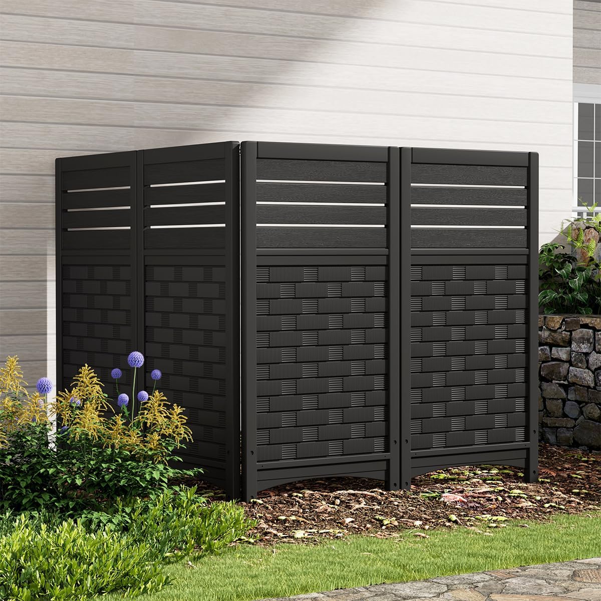 KINYING Air Conditioner Fence Privacy Screen,4 Panels Pool Equipment Trash Can Enclosure Screen for 