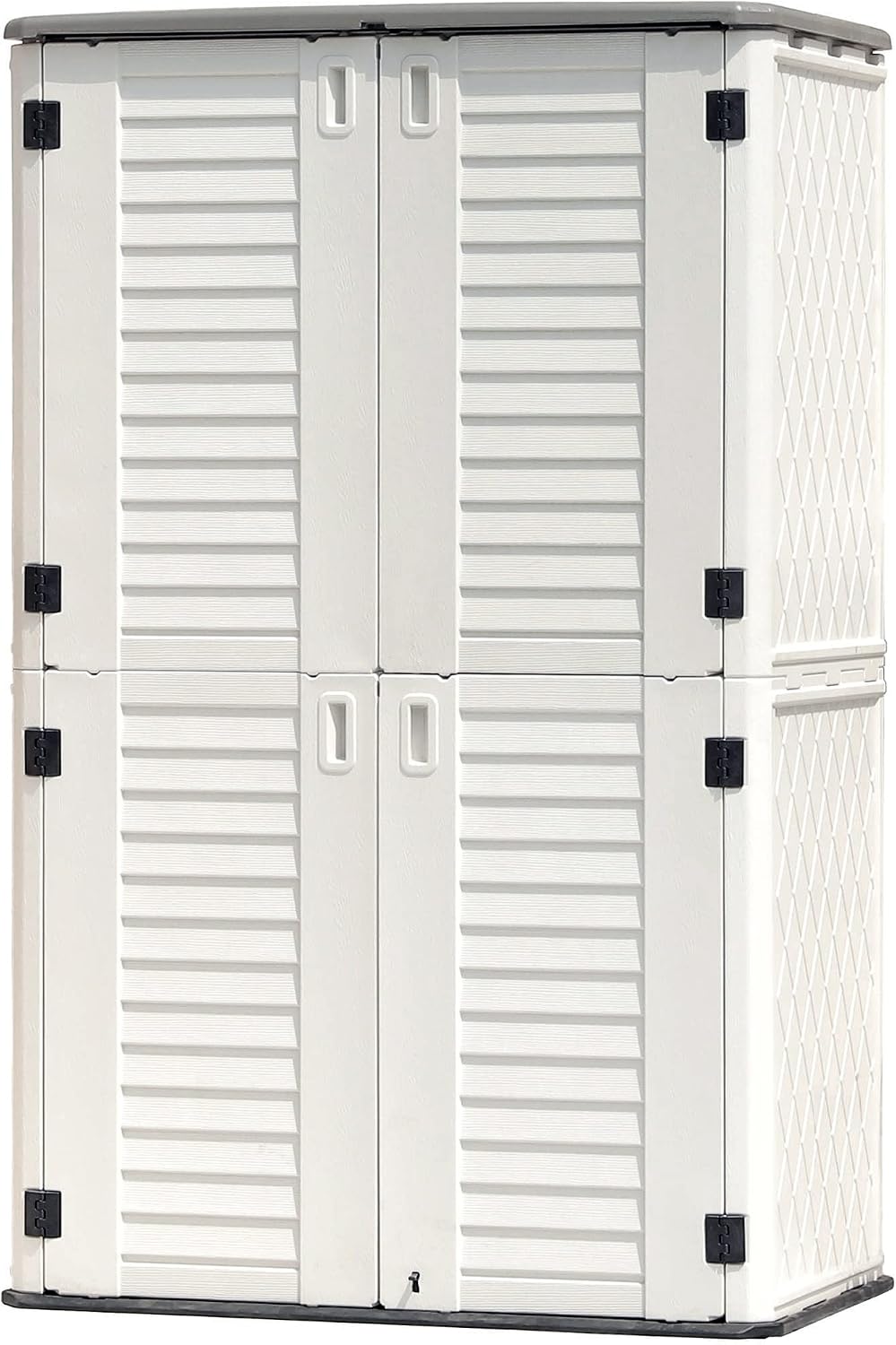 KINYING Outdoor Storage Shed Waterproof, Resin Vertical Storage Cabinet Double-Layered, Versatile to