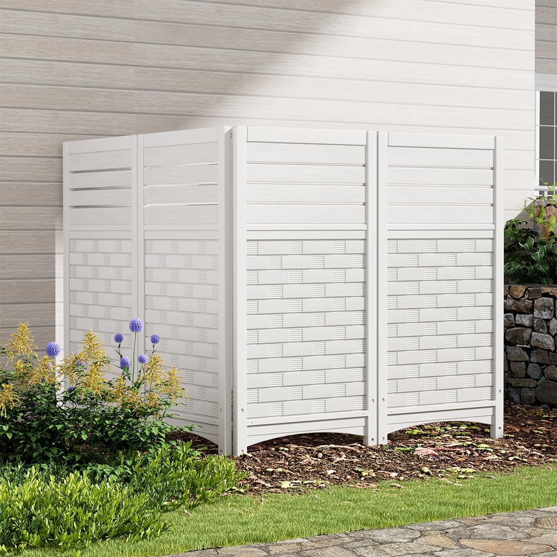 KINYING Air Conditioner Fence Privacy Screen,4 Panels Pool Equipment Trash Can Enclosure Screen for 