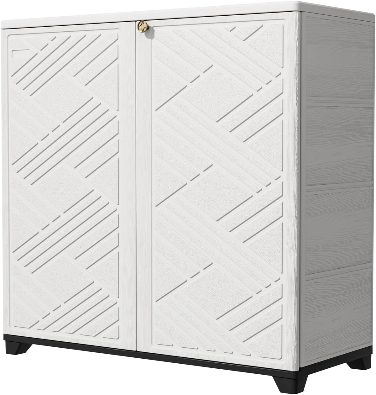 KINYING Outdoor Storage Cabinet Waterproof with 2 Shelves, 60 Gallon Resin Storage Shed for Patio/Ga