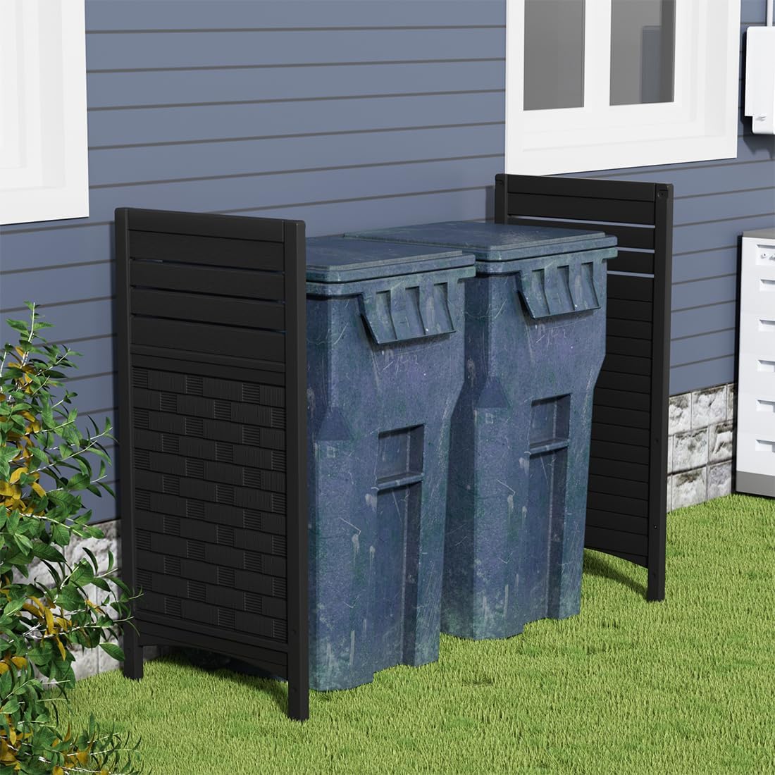 KINYING Air Conditioner Fence Privacy Screen, 2 Panels Pool Equipment Trash Can Enclosure Screen for