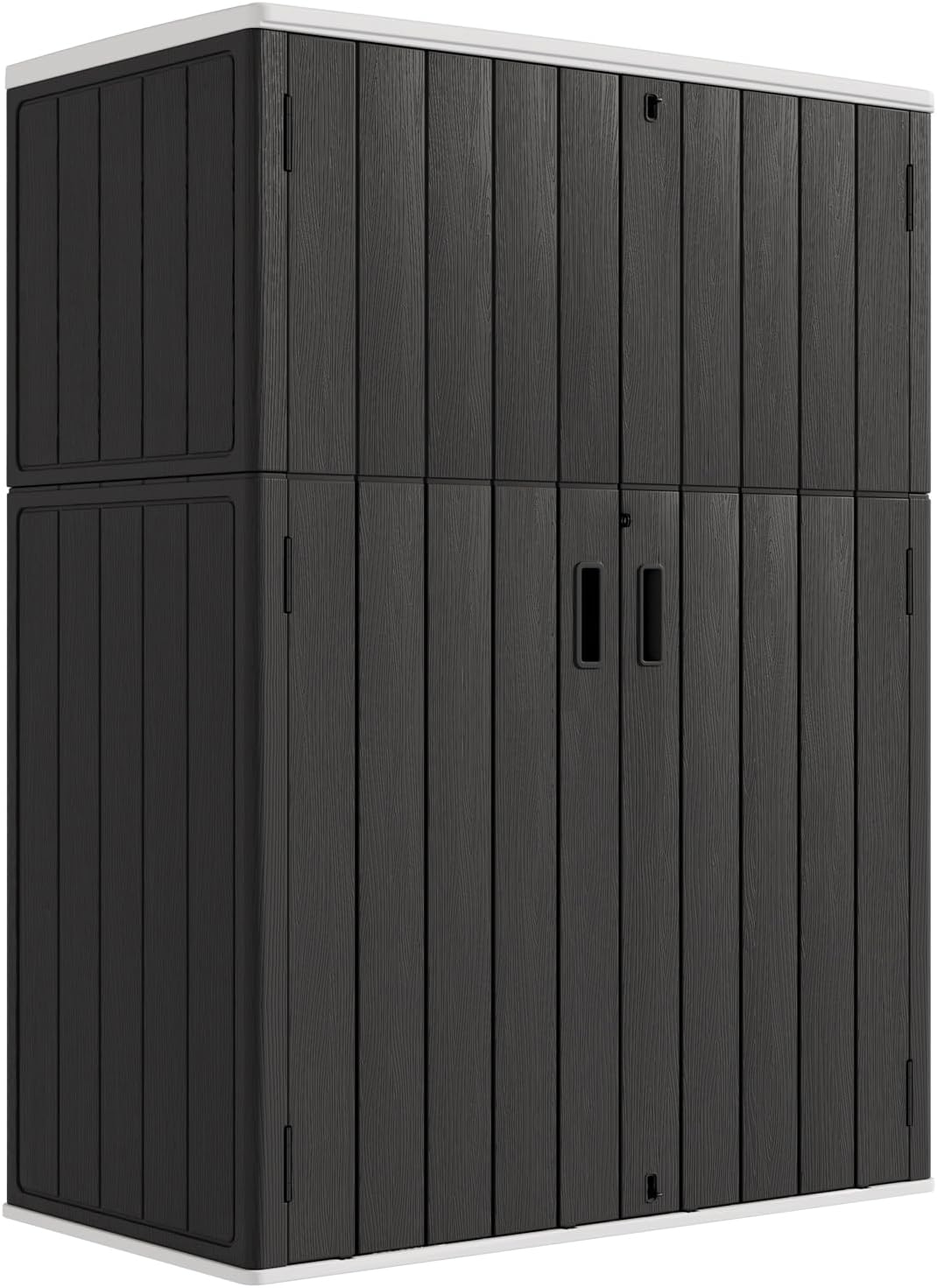 KINYING Outdoor Storage Cabinet Waterproof, 57 Cu.ft Resin Vertical Outdoor Storage Shed for Patio F