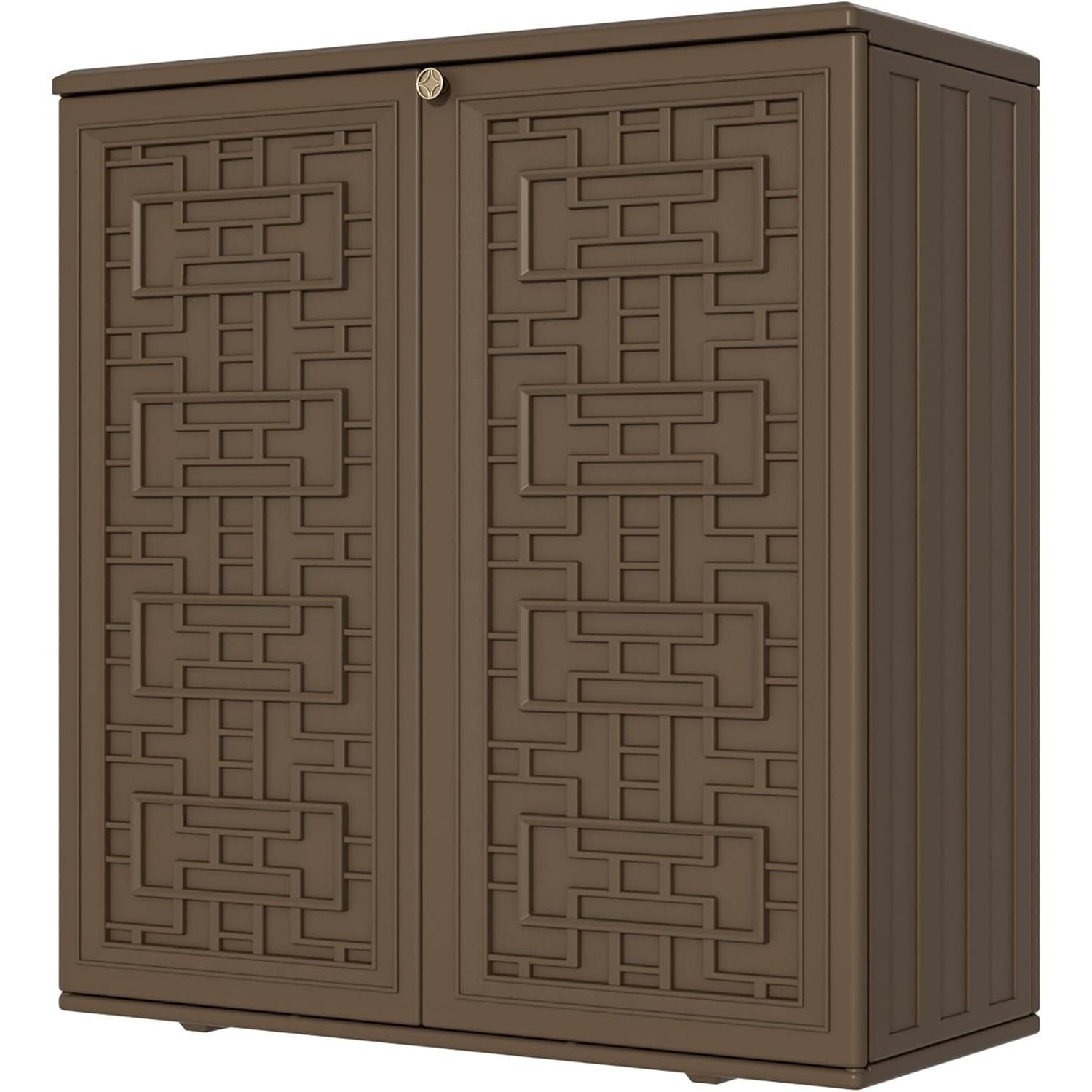 Resin Outdoor Storage Shed, 38 cu.ft Outdoor Storage Box Waterproof for Garden Tools, Patio Furniture, Trash Cans, Garage Storage, Customized Shelves & Lockable (Off White)