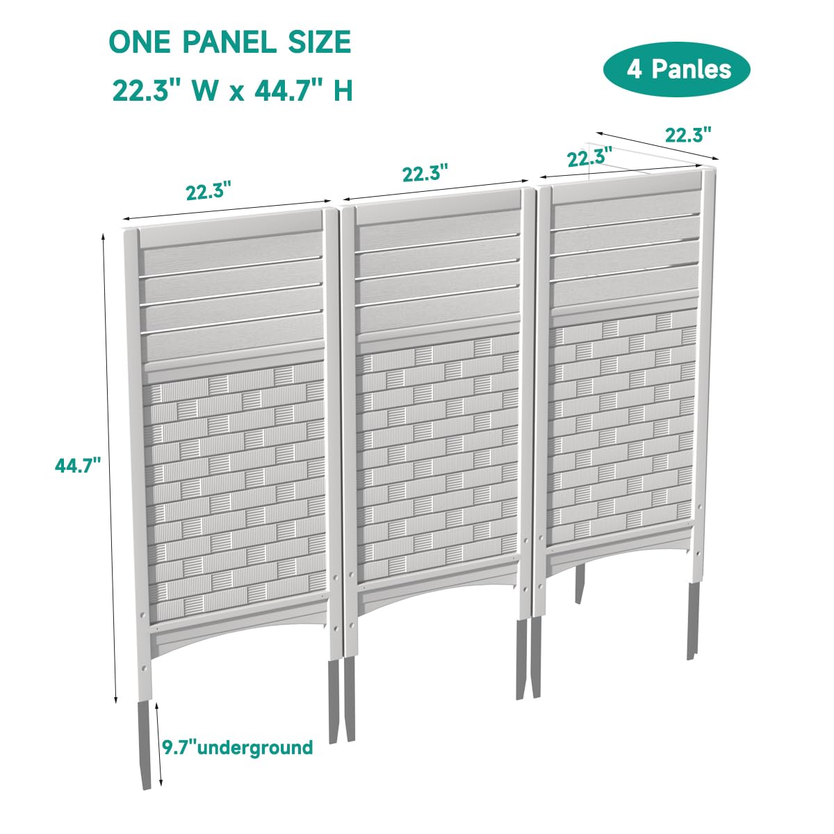 KINYING Air Conditioner Fence Privacy Screen 4 Panels Resin Material 45x22 Inches White Outdoor Weather Resistant Durable Windproof Design